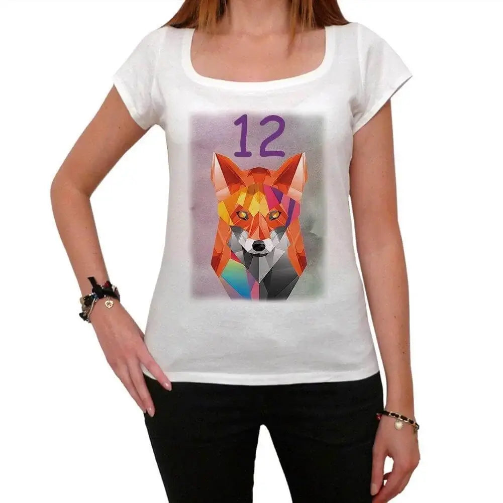 Women's Graphic T-Shirt Geometric Fox 12 12nd Birthday Anniversary 12 Year Old Gift 2012 Vintage Eco-Friendly Ladies Short Sleeve Novelty Tee