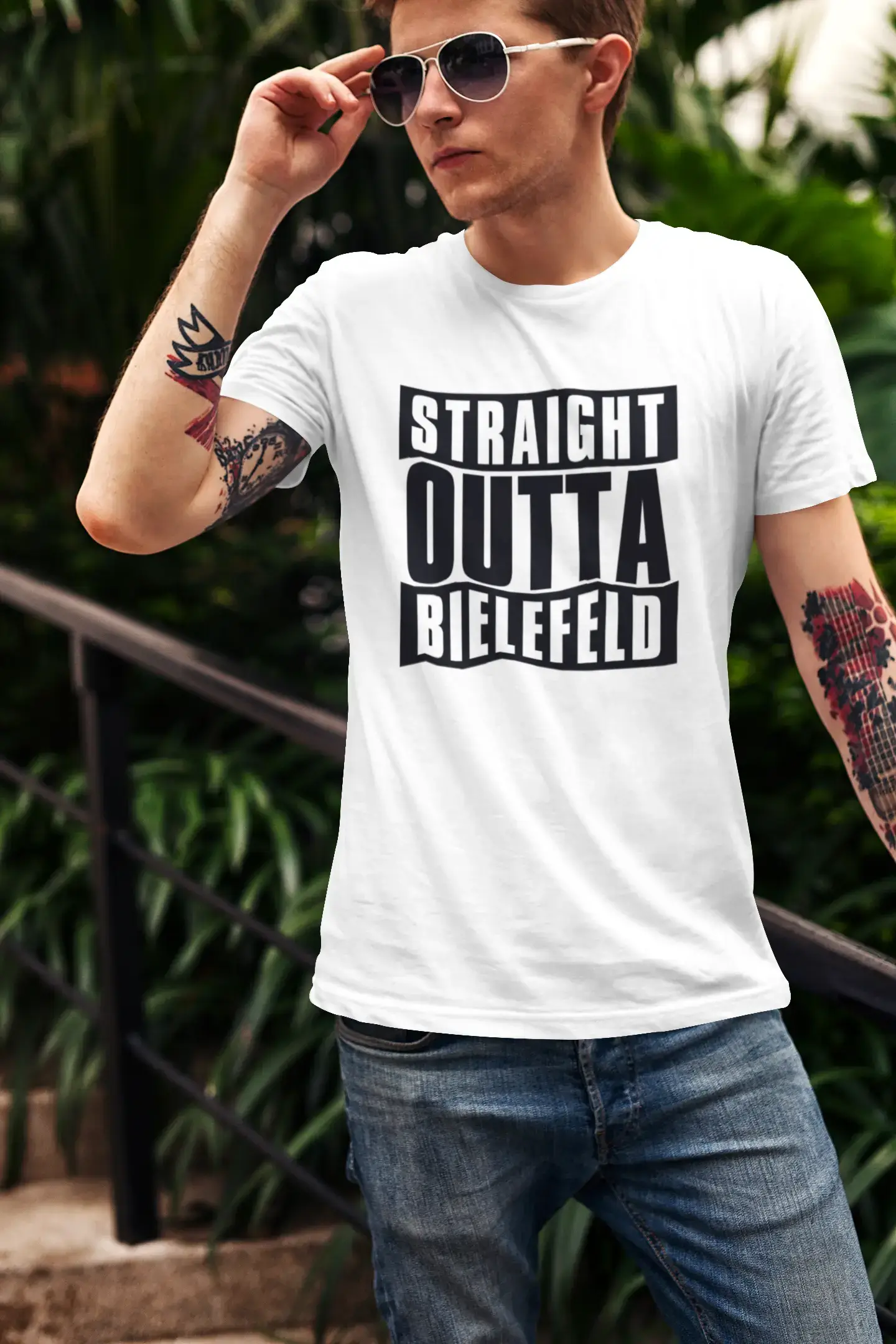 Straight Outta Bielefeld, Men's Short Sleeve Round Neck T-shirt 00027