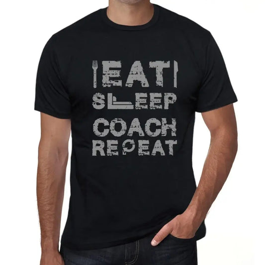 Men's Graphic T-Shirt Eat Sleep Coach Repeat Eco-Friendly Limited Edition Short Sleeve Tee-Shirt Vintage Birthday Gift Novelty