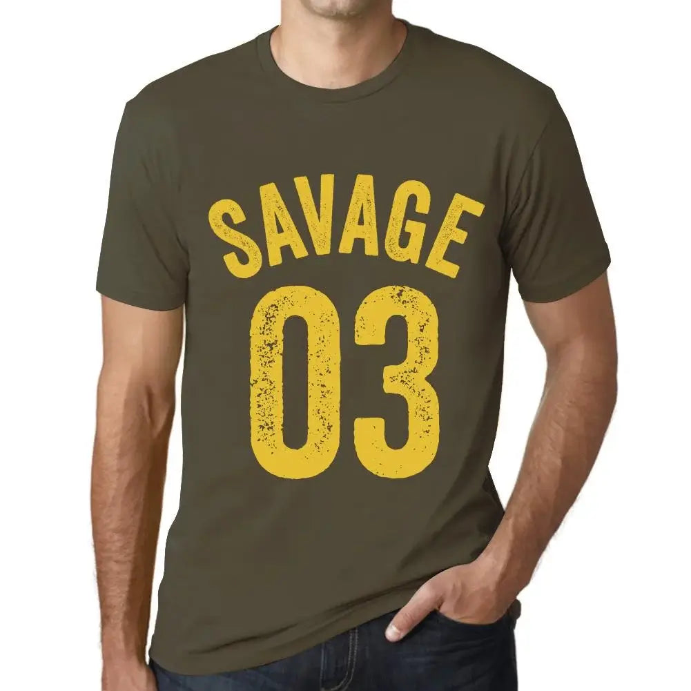 Men's Graphic T-Shirt Savage 03 3rd Birthday Anniversary 3 Year Old Gift 2021 Vintage Eco-Friendly Short Sleeve Novelty Tee