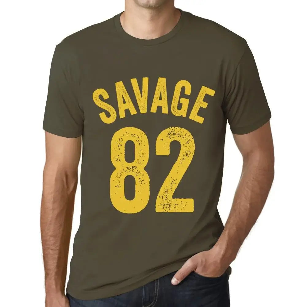 Men's Graphic T-Shirt Savage 82 82nd Birthday Anniversary 82 Year Old Gift 1942 Vintage Eco-Friendly Short Sleeve Novelty Tee