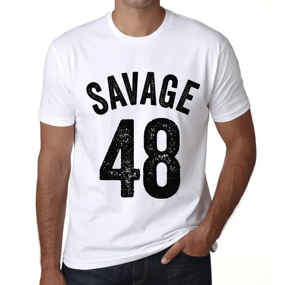 Men's Graphic T-Shirt Savage 48 48th Birthday Anniversary 48 Year Old Gift 1976 Vintage Eco-Friendly Short Sleeve Novelty Tee