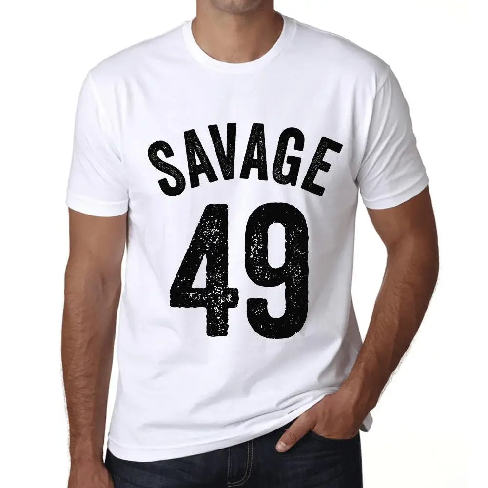 Men's Graphic T-Shirt Savage 49 49th Birthday Anniversary 49 Year Old Gift 1975 Vintage Eco-Friendly Short Sleeve Novelty Tee