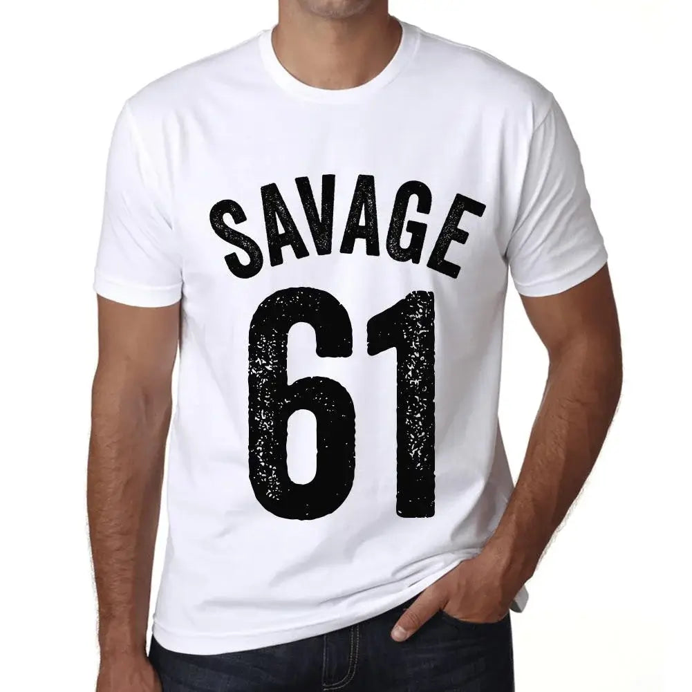 Men's Graphic T-Shirt Savage 61 61st Birthday Anniversary 61 Year Old Gift 1963 Vintage Eco-Friendly Short Sleeve Novelty Tee