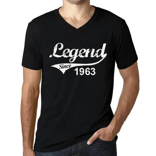 Men's Graphic T-Shirt V Neck Legend Since 1963 61st Birthday Anniversary 61 Year Old Gift 1963 Vintage Eco-Friendly Short Sleeve Novelty Tee