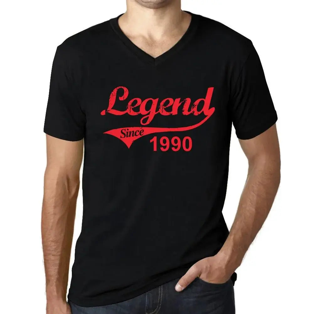 Men's Graphic T-Shirt V Neck Legend Since 1990 34th Birthday Anniversary 34 Year Old Gift 1990 Vintage Eco-Friendly Short Sleeve Novelty Tee