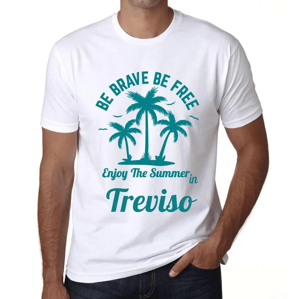 Men's Graphic T-Shirt Be Brave Be Free Enjoy The Summer In Treviso Eco-Friendly Limited Edition Short Sleeve Tee-Shirt Vintage Birthday Gift Novelty