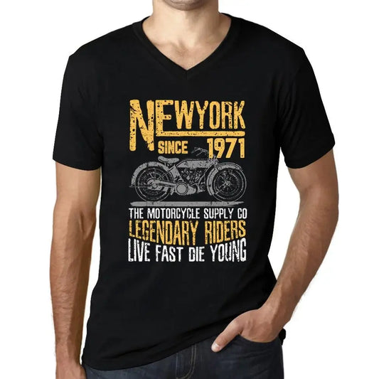 Men's Graphic T-Shirt V Neck Motorcycle Legendary Riders Since 1971 53rd Birthday Anniversary 53 Year Old Gift 1971 Vintage Eco-Friendly Short Sleeve Novelty Tee
