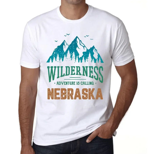 Men's Graphic T-Shirt Wilderness, Adventure Is Calling Nebraska Eco-Friendly Limited Edition Short Sleeve Tee-Shirt Vintage Birthday Gift Novelty