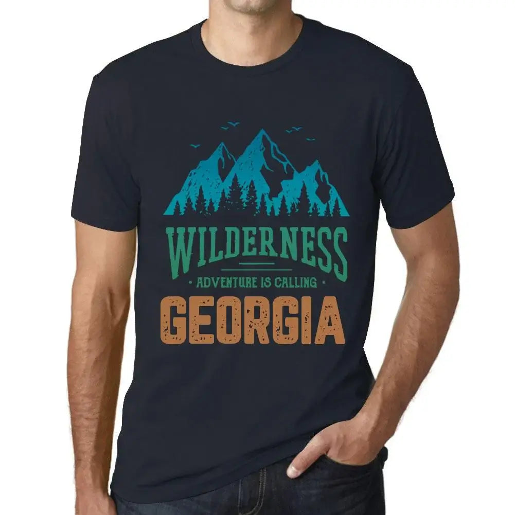 Men's Graphic T-Shirt Wilderness, Adventure Is Calling Georgia Eco-Friendly Limited Edition Short Sleeve Tee-Shirt Vintage Birthday Gift Novelty