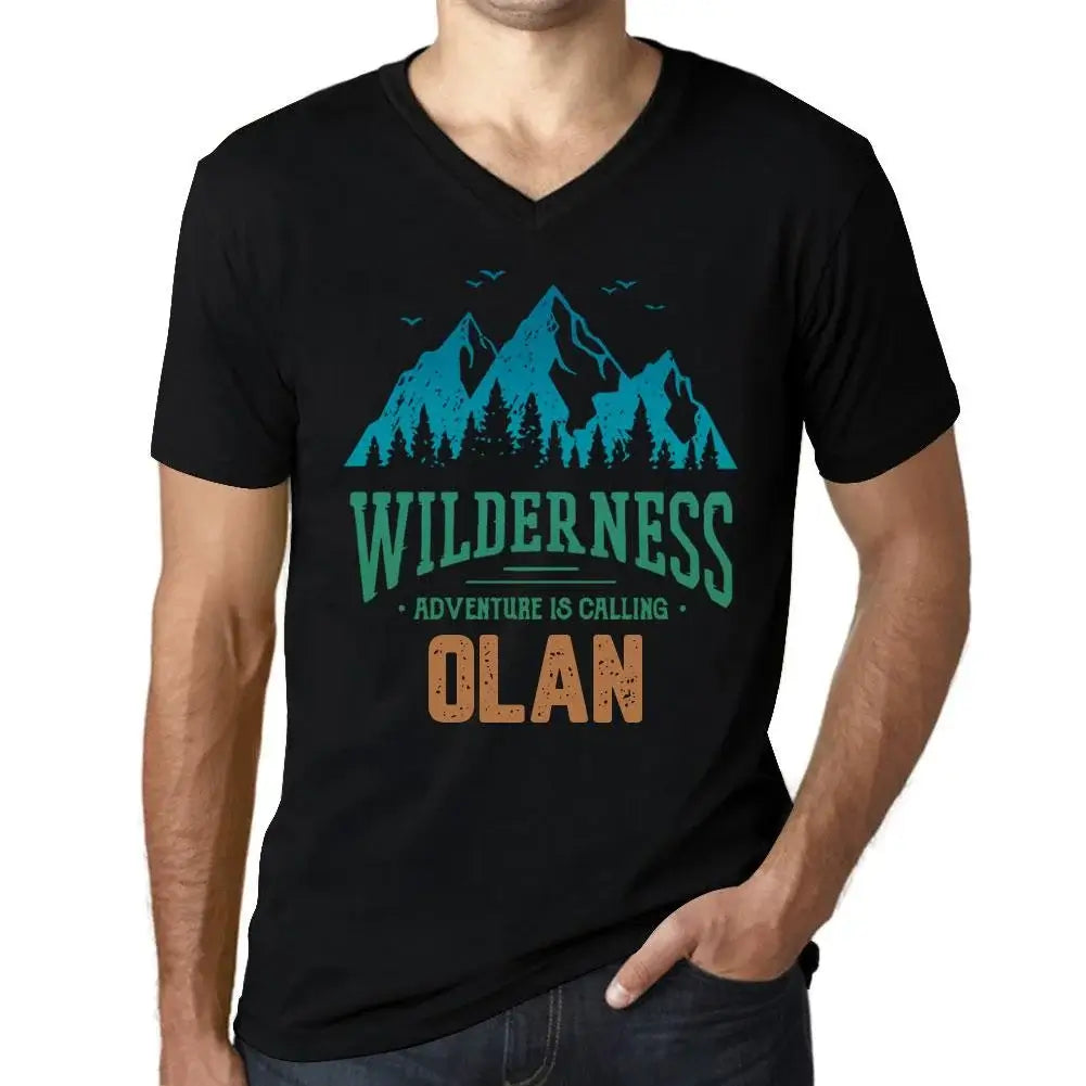 Men's Graphic T-Shirt V Neck Wilderness, Adventure Is Calling Olan Eco-Friendly Limited Edition Short Sleeve Tee-Shirt Vintage Birthday Gift Novelty