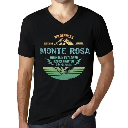 Men's Graphic T-Shirt V Neck Outdoor Adventure, Wilderness, Mountain Explorer Monte Rosa Eco-Friendly Limited Edition Short Sleeve Tee-Shirt Vintage Birthday Gift Novelty