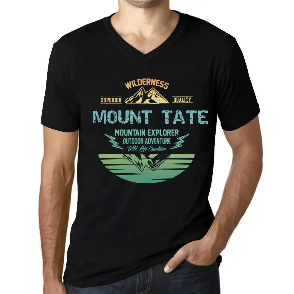Men's Graphic T-Shirt V Neck Outdoor Adventure, Wilderness, Mountain Explorer Mount Tate Eco-Friendly Limited Edition Short Sleeve Tee-Shirt Vintage Birthday Gift Novelty