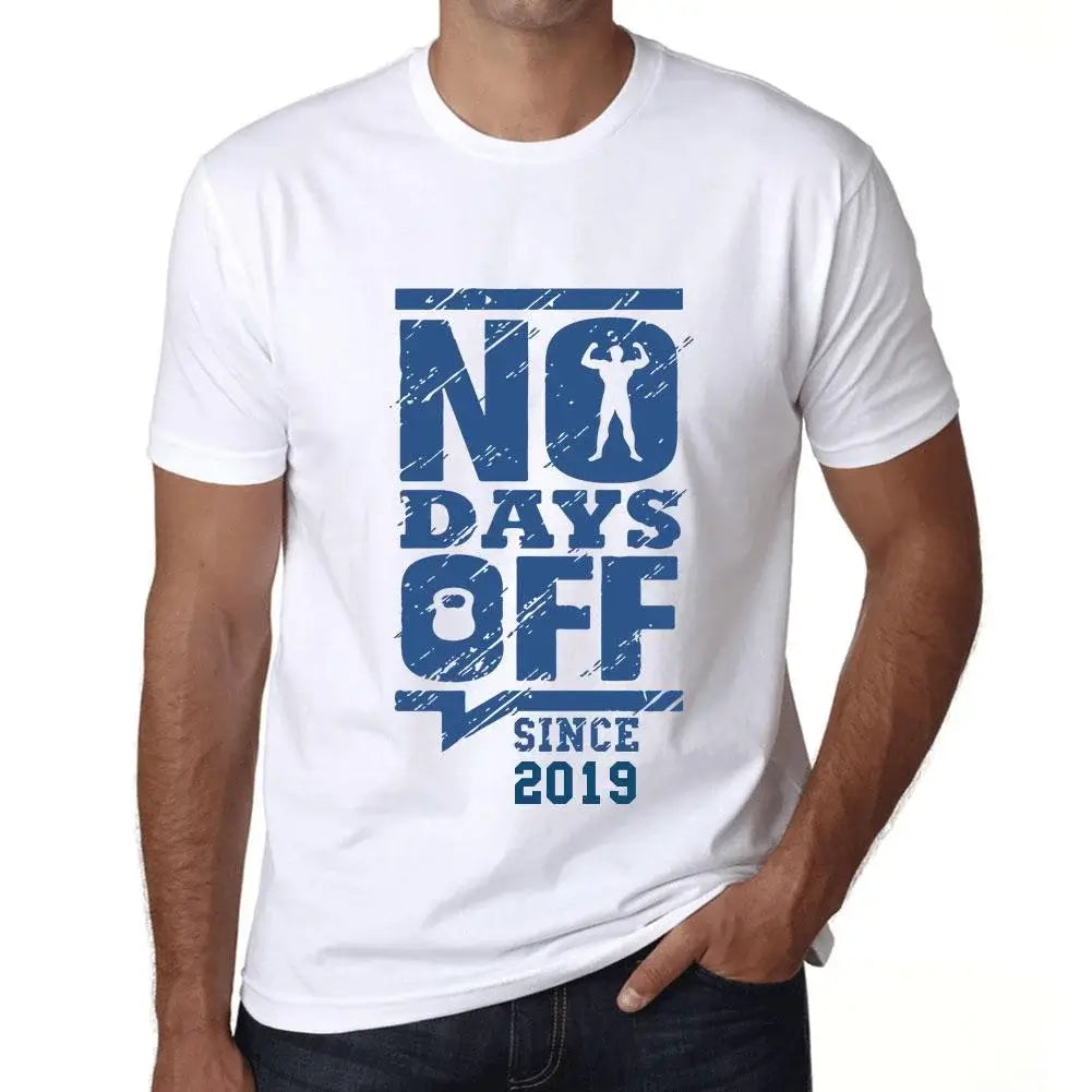 Men's Graphic T-Shirt No Days Off Since 2019 5th Birthday Anniversary 5 Year Old Gift 2019 Vintage Eco-Friendly Short Sleeve Novelty Tee