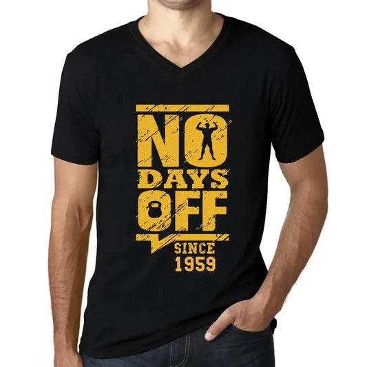 Men's Graphic T-Shirt V Neck No Days Off Since 1959 65th Birthday Anniversary 65 Year Old Gift 1959 Vintage Eco-Friendly Short Sleeve Novelty Tee