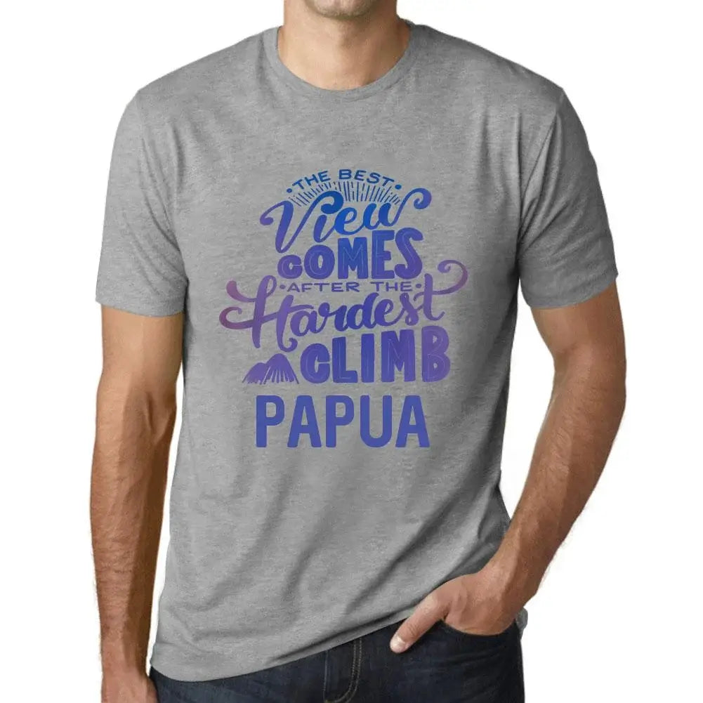 Men's Graphic T-Shirt The Best View Comes After Hardest Mountain Climb Papua Eco-Friendly Limited Edition Short Sleeve Tee-Shirt Vintage Birthday Gift Novelty