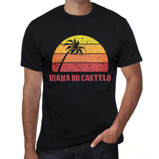 Men's Graphic T-Shirt Palm, Beach, Sunset In Viana Do Castelo Eco-Friendly Limited Edition Short Sleeve Tee-Shirt Vintage Birthday Gift Novelty