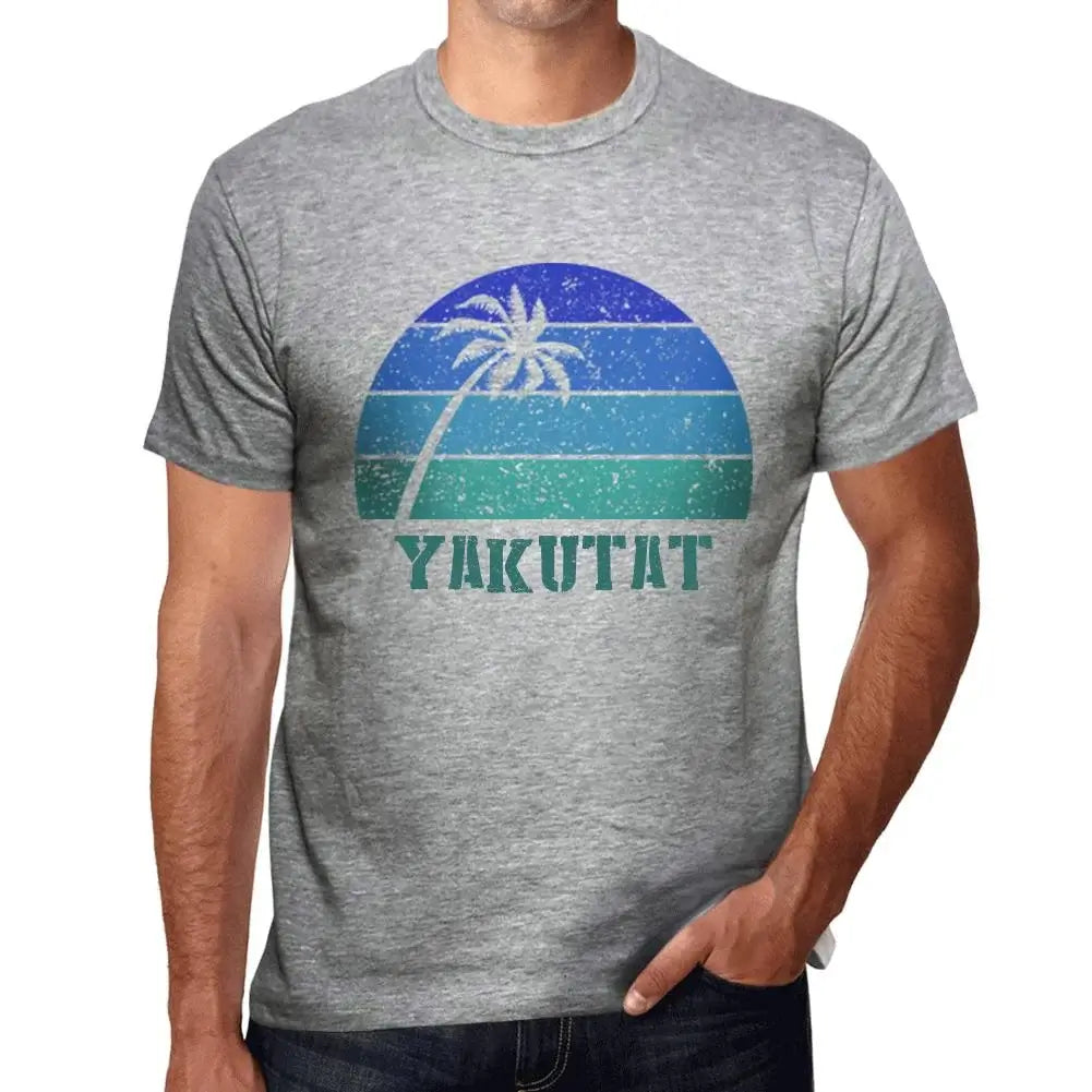 Men's Graphic T-Shirt Palm, Beach, Sunset In Yakutat Eco-Friendly Limited Edition Short Sleeve Tee-Shirt Vintage Birthday Gift Novelty