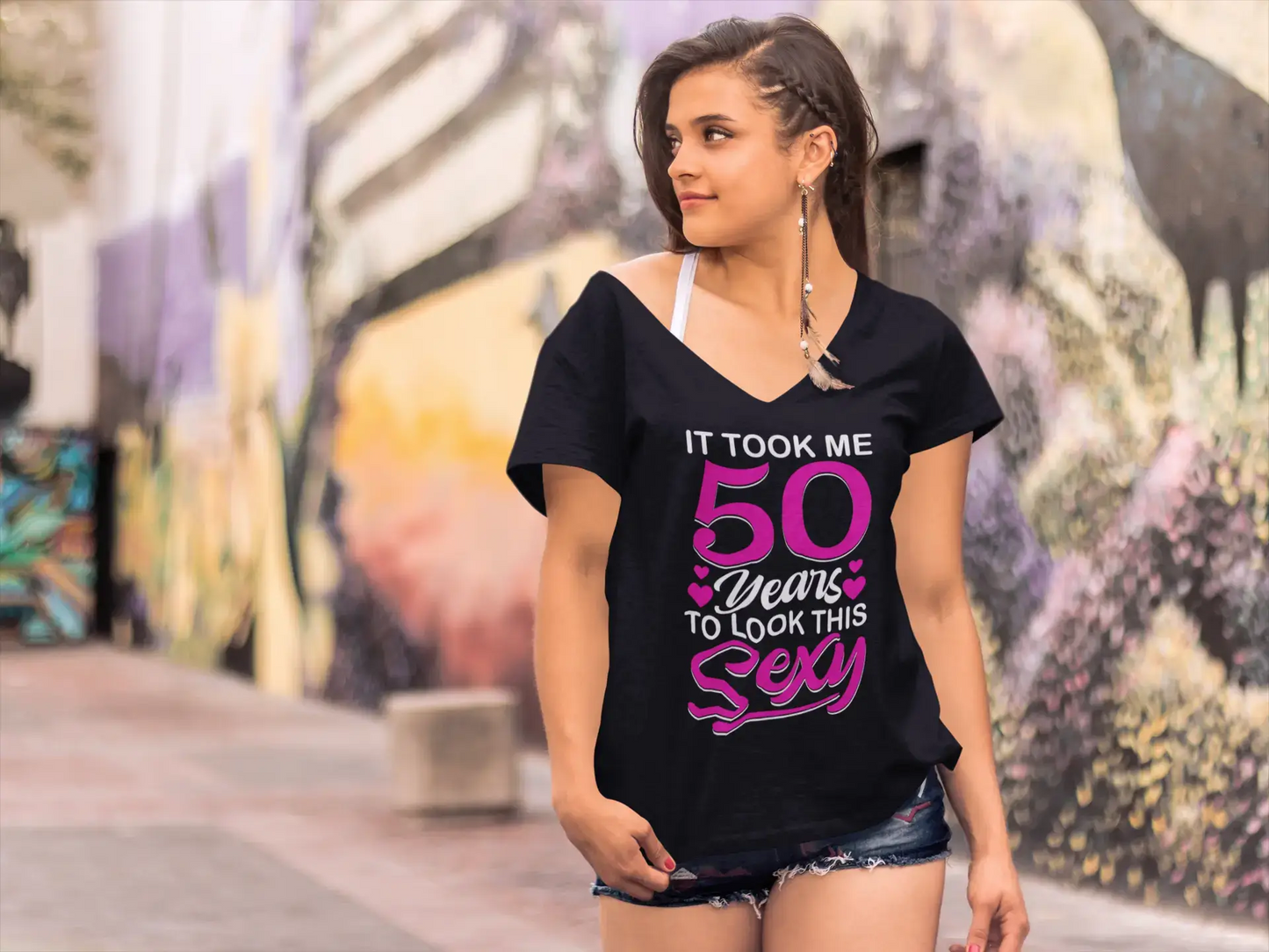 ULTRABASIC Women's T-Shirt It Took Me 50 Years to Look This Sexy - 50th Birthday Shirt for Ladies
