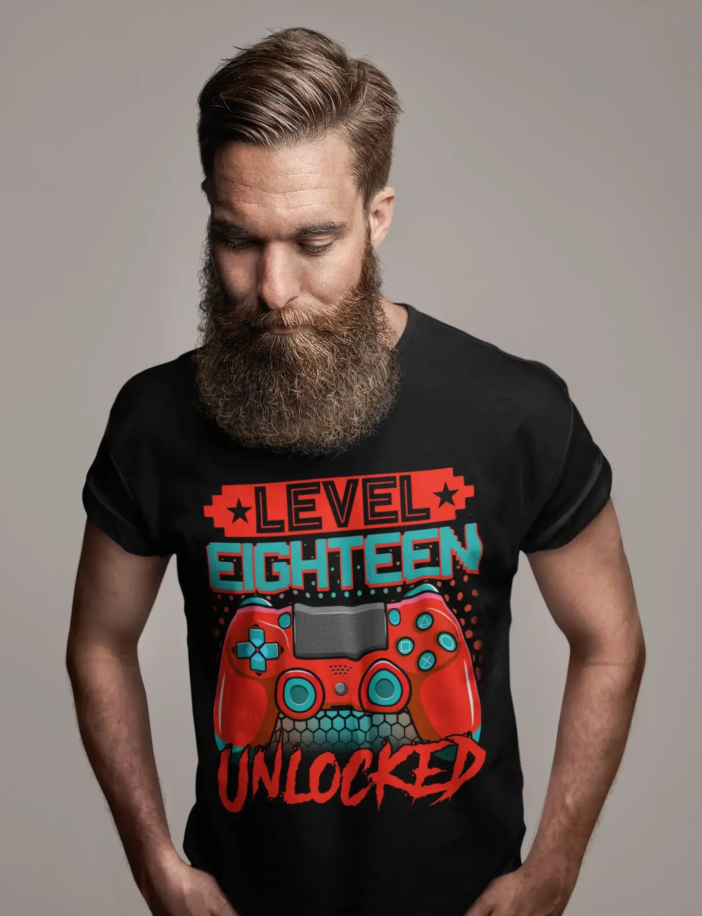 ULTRABASIC Men's Gaming T-Shirt Level 18 Unlocked - Gamer 18th Birthday Tee Shirt