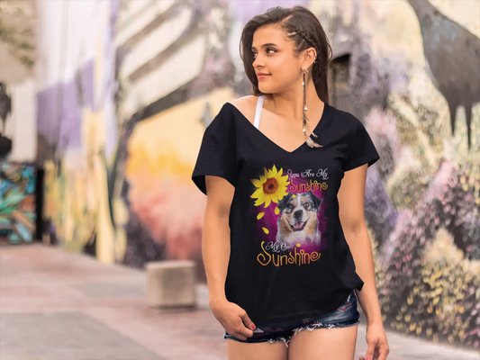 ULTRABASIC Women's V-Neck T-Shirt My Only Sunshine - Australian Shepherd