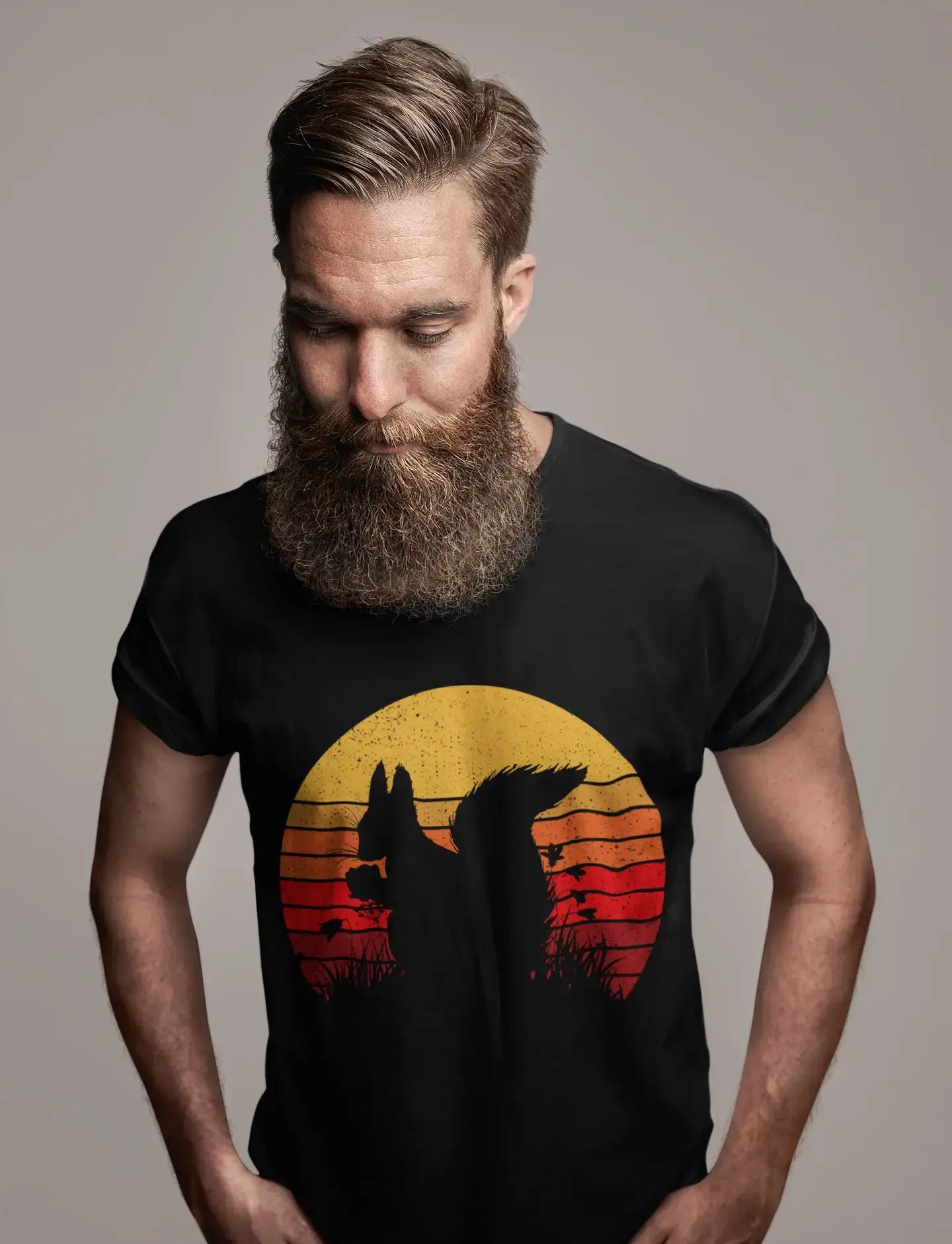 ULTRABASIC Men's Vintage T-Shirt Retro Sunset Squirrel - Funny Tee Shirt