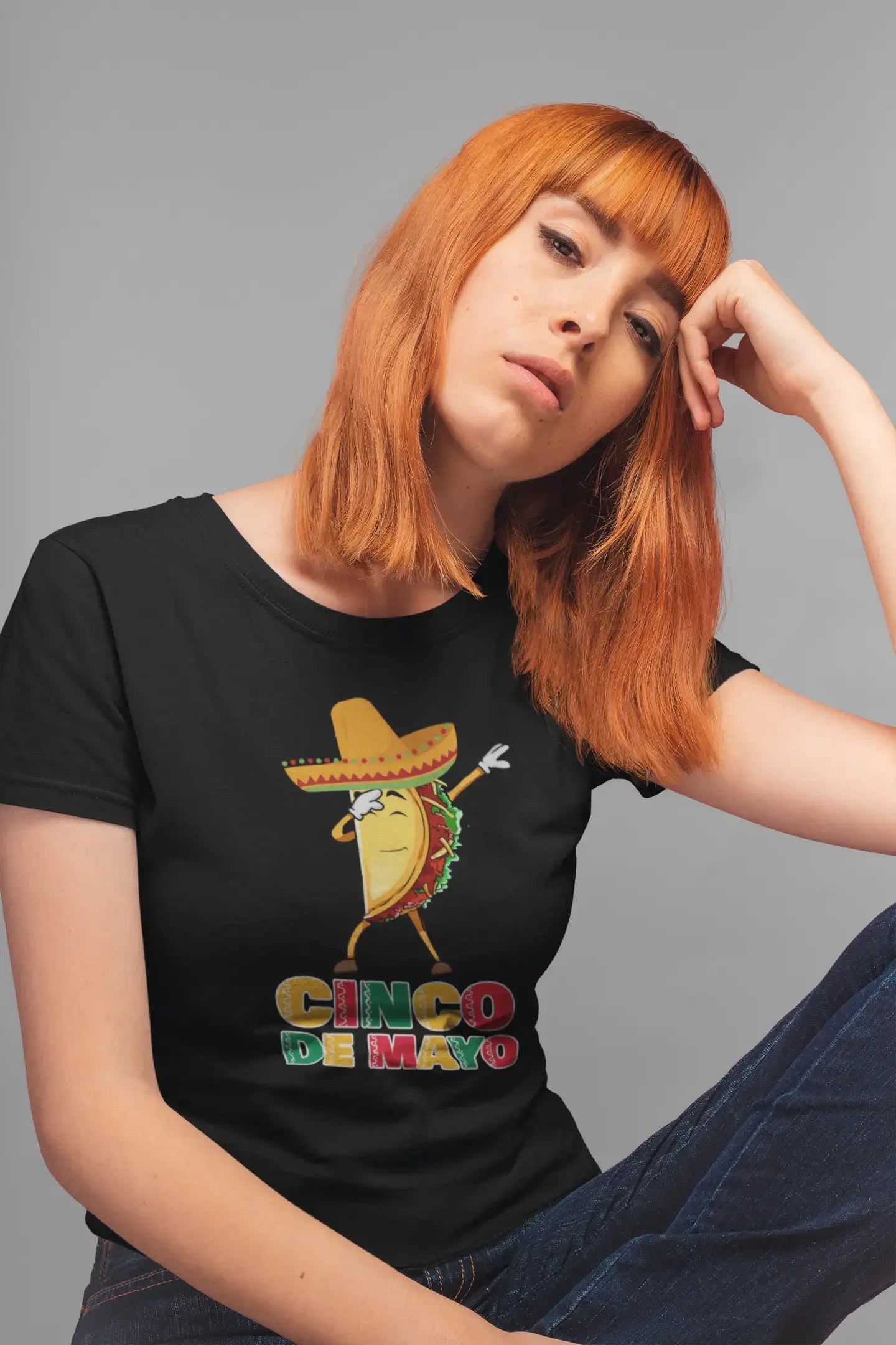 ULTRABASIC Women's Organic T-Shirt Dabbing Taco With Sombrero - Funny Cinco de Mayo Tee Shirt