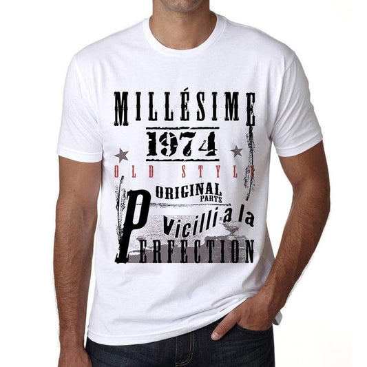 1974,birthday gifts for him,birthday t-shirts,Men's Short Sleeve Round Neck T-shirt , FR Vintage White Men's 00135 - ultrabasic-com