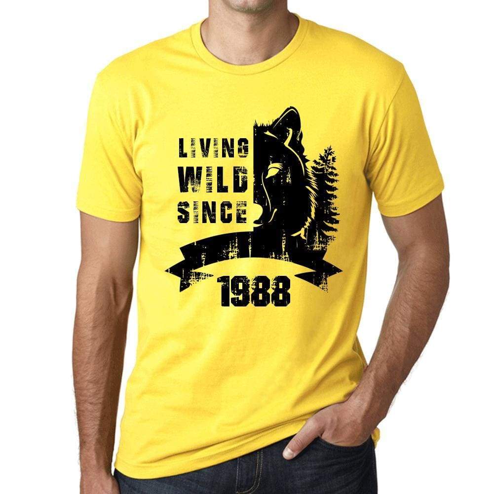 1988, Living Wild Since 1988 Men's T-shirt Yellow Birthday Gift 00501 - ultrabasic-com