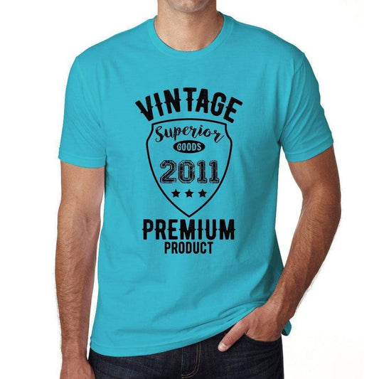 2011 Vintage Superior Blue Mens Short Sleeve Round Neck T-Shirt 00097 - Blue / S - Casual