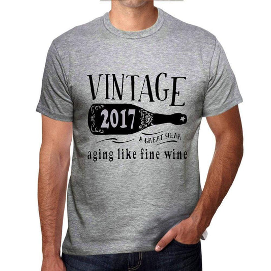2017 Aging Like A Fine Wine Mens T-Shirt Grey Birthday Gift 00459 - Grey / S - Casual