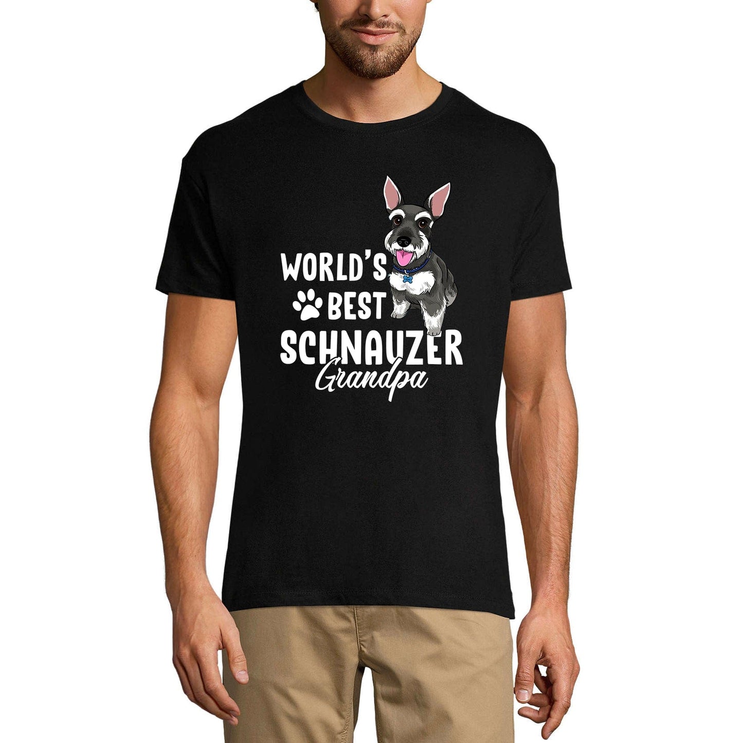 ULTRABASIC Men's Graphic T-Shirt World's Best Schnauzer Grandpa - Cute Dog Paws