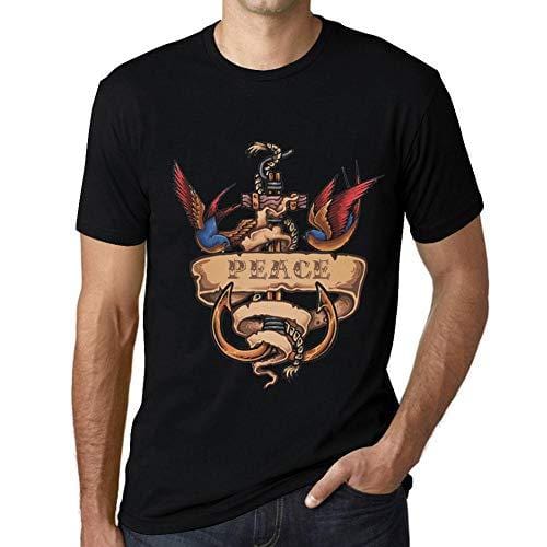 Ultrabasic - Homme T-Shirt Graphique Anchor Tattoo Peace Noir Profond
