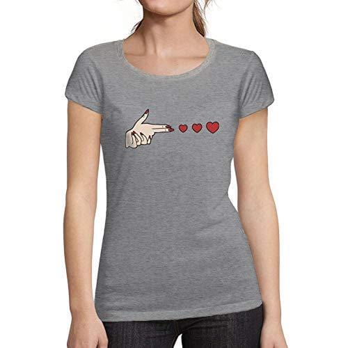 Ultrabasic - Femme Graphique Maches Tournage Cœur Amour T-Shirt Action de Grâces Xmas Cadeau Idées Tee Gris Chiné