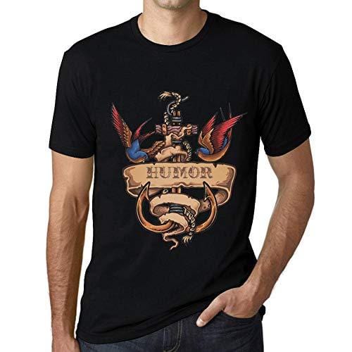 Ultrabasic - Homme T-Shirt Graphique Anchor Tattoo Humor Noir Profond