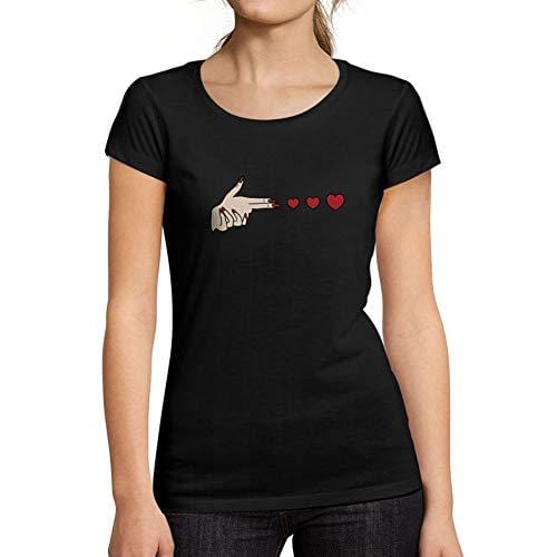Ultrabasic - Femme Graphique Maches Tournage Cœur Amour T-Shirt Action de Grâces Xmas Cadeau Idées Tee Noir Profond