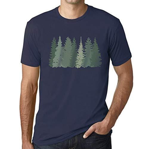 Ultrabasic - Homme T-Shirt Graphique Arbres Forestiers French Marine
