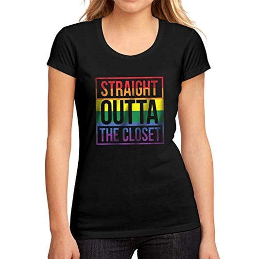Ultrabasic Women's Graphic T-Shirt LGBT Straight Outta The Closet Deep Black