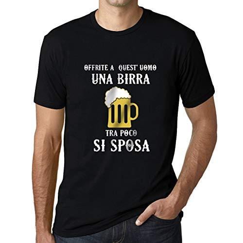 Ultrabasic - Homme Graphique Una Birra Tra Poco Si Sposa Impression de Lettre Tee Shirt Cadeau Noir Profond