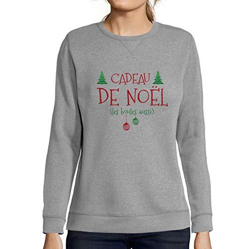 Ultrabasic - Femme Imprimé Graphique Sweat-Shirt Cadeau De Noël Idées Cadeaux Gris Chiné