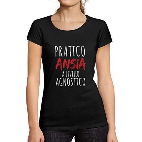Ultrabasic - Femme Graphique Pratico Ansia T-Shirt Cadeau Idées Tee Noir Profond