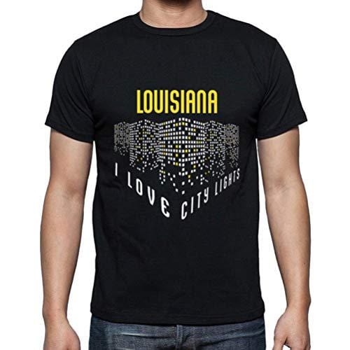 Ultrabasic - Homme T-Shirt Graphique J'aime Louisiana Lumières Noir Profond