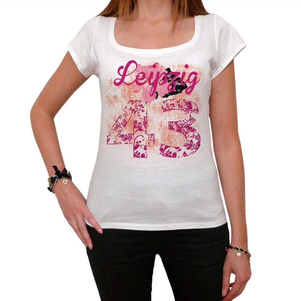 43 Leipzig City With Number Womens Short Sleeve Round White T-Shirt 00008 - White / Xs - Casual