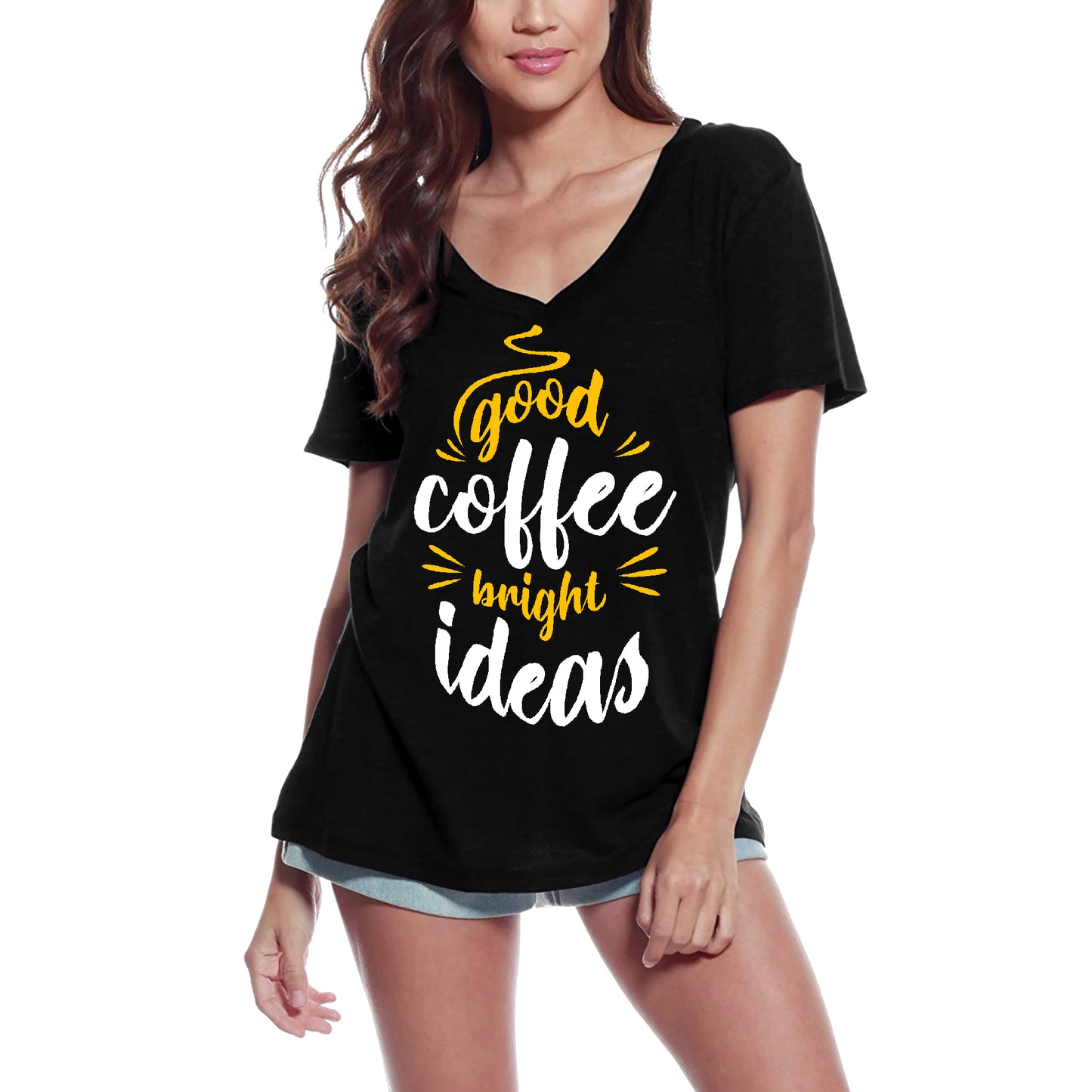 ULTRABASIC Women's T-Shirt Good Coffee Bright Ideas - First Coffee - Vintage