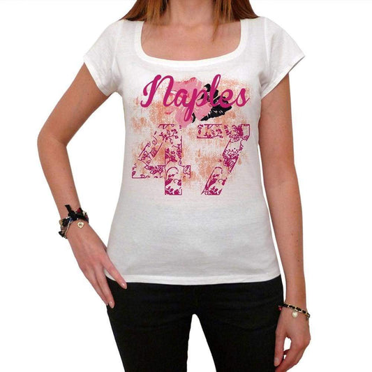 47 Naples City With Number Womens Short Sleeve Round White T-Shirt 00008 - White / Xs - Casual