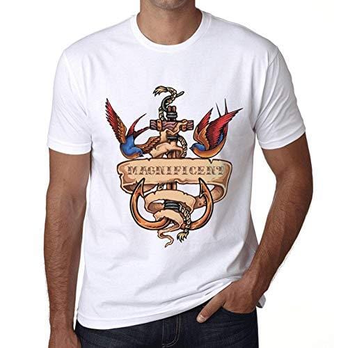 Ultrabasic - Homme T-Shirt Graphique Anchor Tattoo Magnificent Blanc