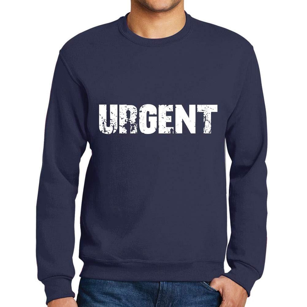 Ultrabasic Homme Imprimé Graphique Sweat-Shirt Popular Words Urgent French Marine