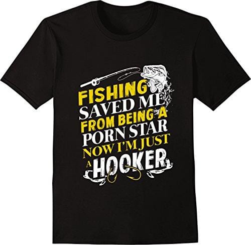 Men's T-shirt Fishing Saved Me from Being A Pornstar Funny Gift Men's Tshirt Black