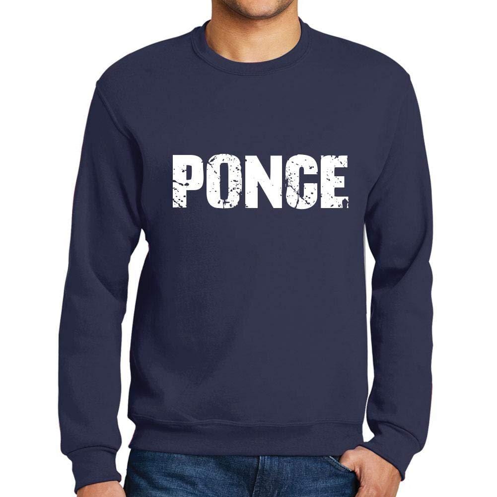 Ultrabasic Homme Imprimé Graphique Sweat-Shirt Popular Words Ponce French Marine