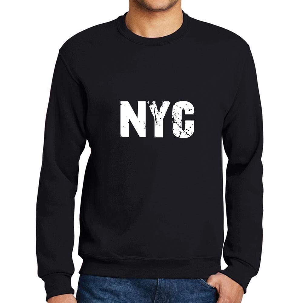 Ultrabasic Homme Imprimé Graphique Sweat-Shirt Popular Words NYC Noir Profond